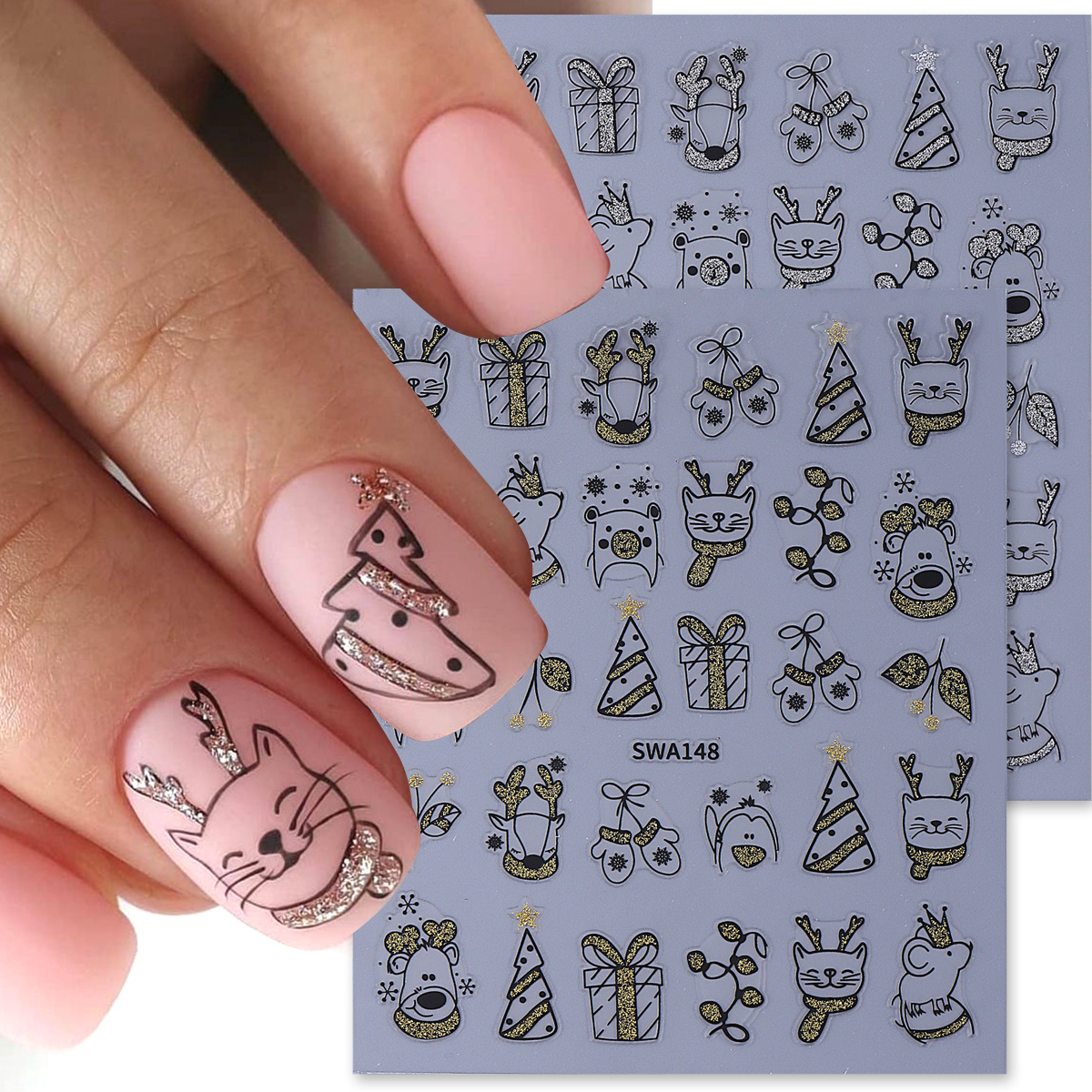 2pcs Shinning Cartoon Christma - Nail Art Xmas Simple 리뷰 및 가격