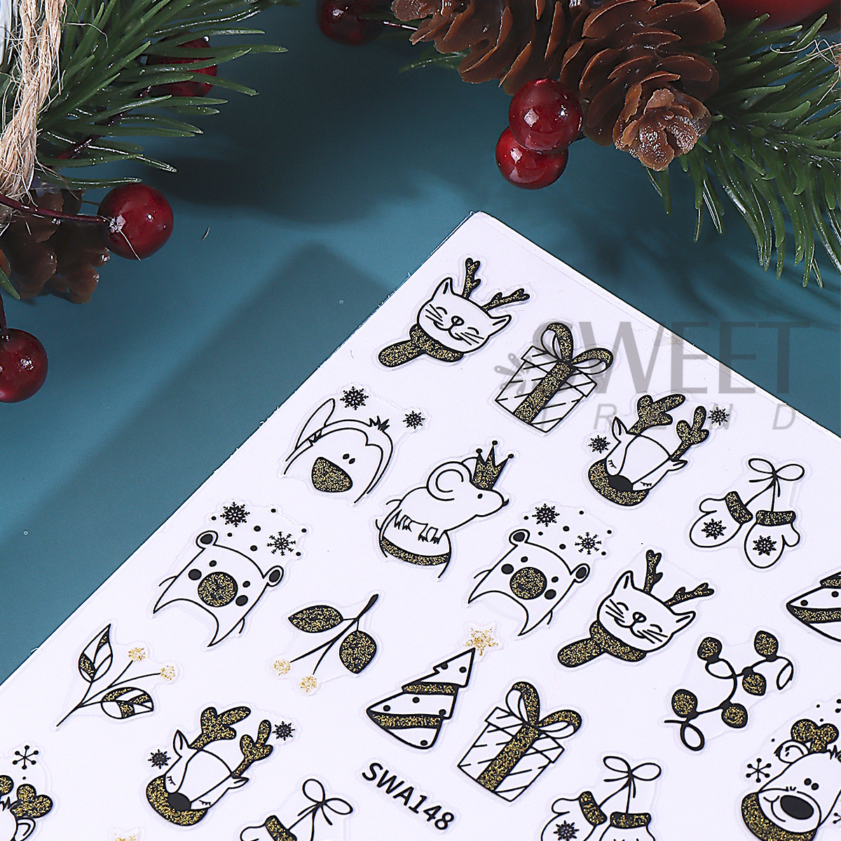 2pcs Shinning Cartoon Christma - Nail Art Xmas Simple 리뷰 및 가격