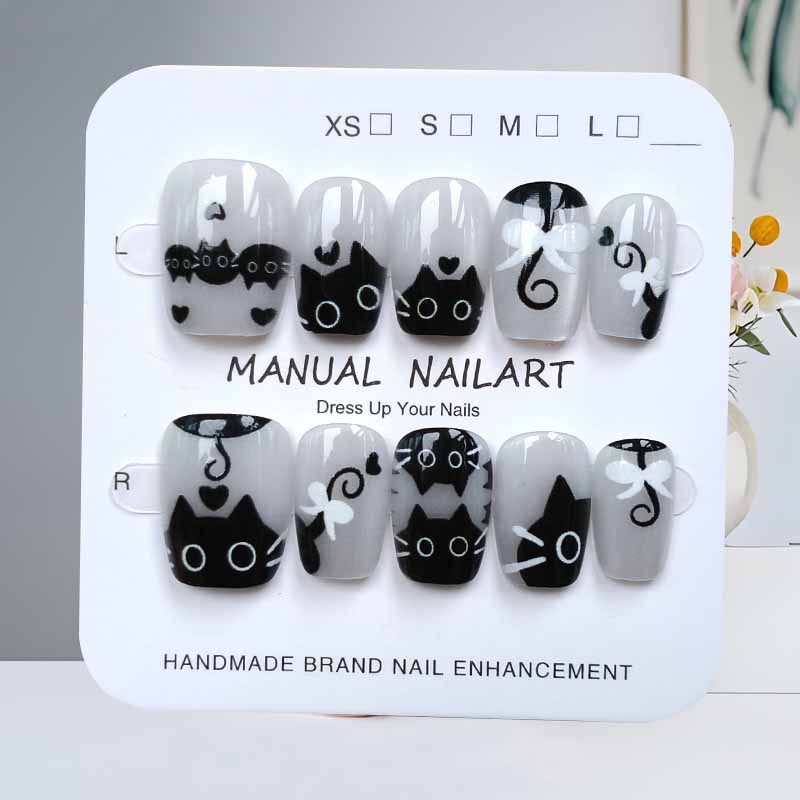10Pcs Cute Cartoon Black Cat a - Nail Art Cat Eye Pink 리뷰 및 가격
