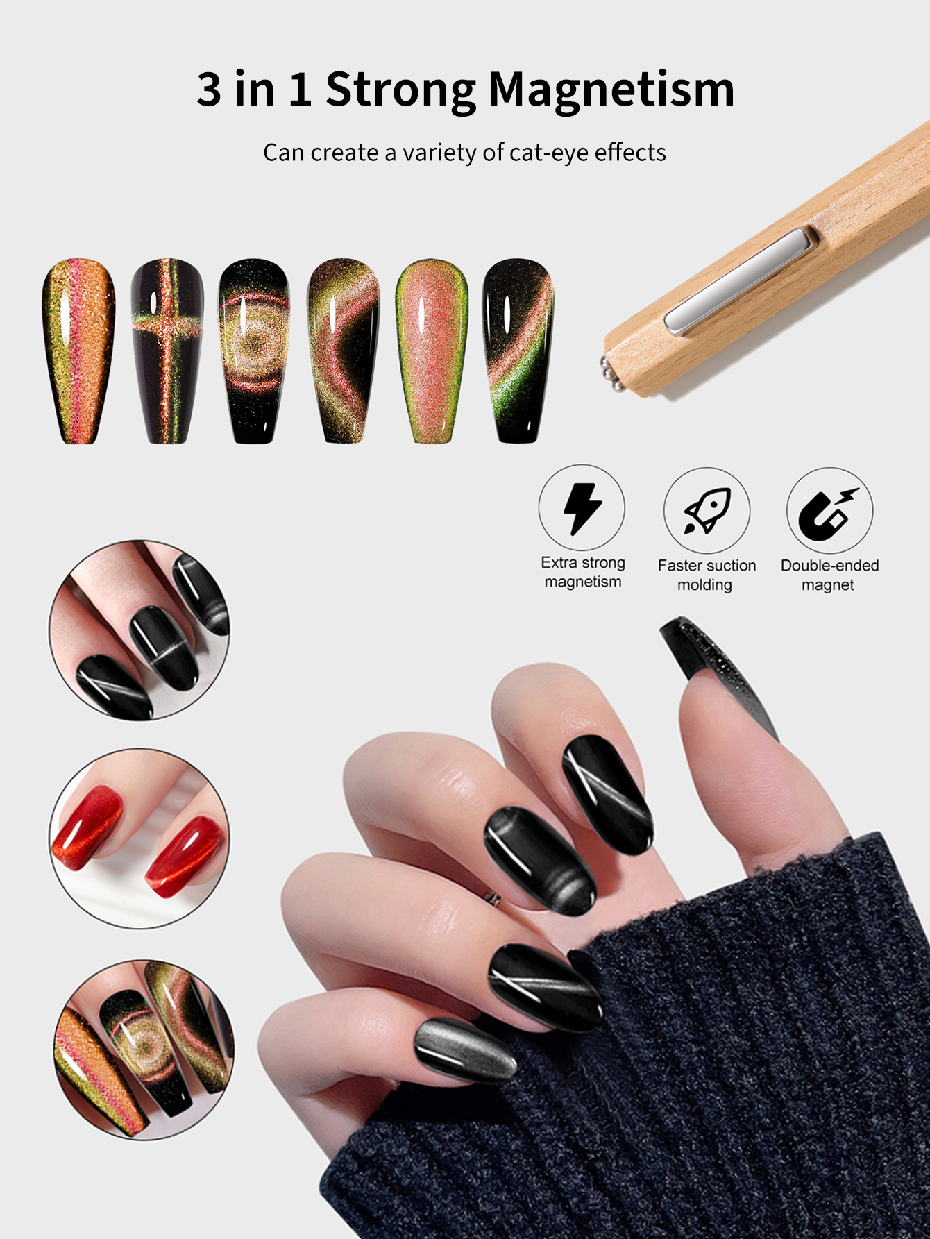 3 In 1 Nail Magnet, Multifunct - Nail Art Mahogany 리뷰 및 가격