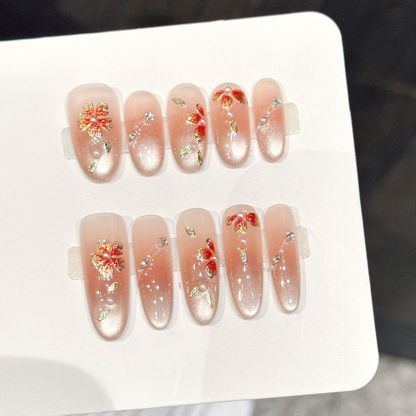 10pcs Handmade Fake Nails Pres - Nail Art Emerald 리뷰 및 가격